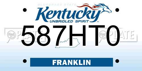 587HT0 Kentucky License Plate