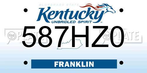 587HZ0 Kentucky License Plate