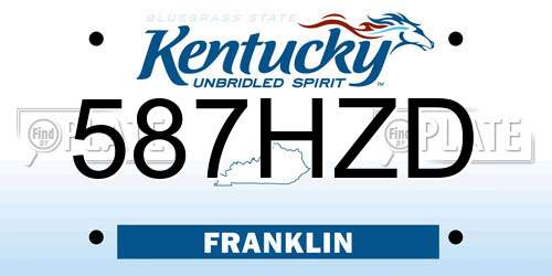 587HZD Kentucky License Plate