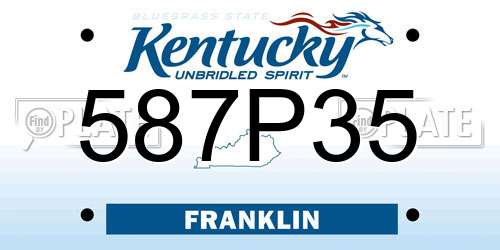587P35 Kentucky License Plate