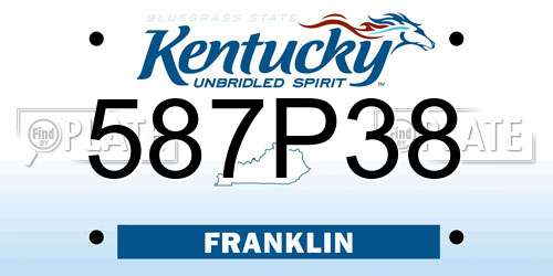 587P38 Kentucky License Plate