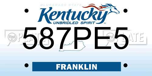 587PE5 Kentucky License Plate