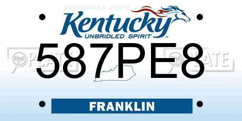 587PE8 Kentucky License Plate