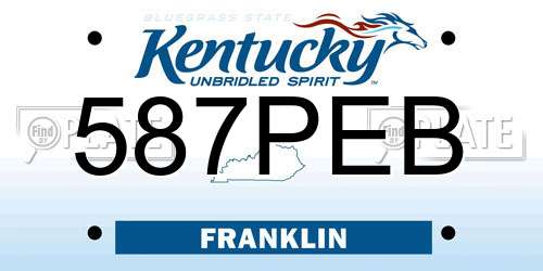 587PEB Kentucky License Plate