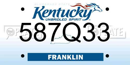 587Q33 Kentucky License Plate