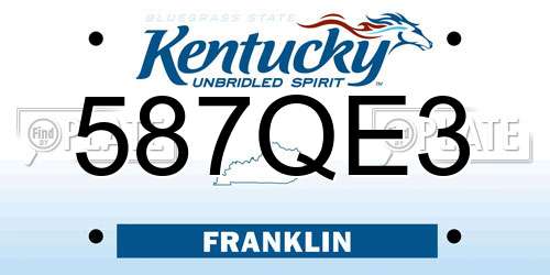 587QE3 Kentucky License Plate