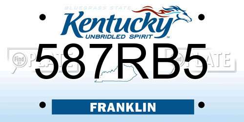 587RB5 Kentucky License Plate