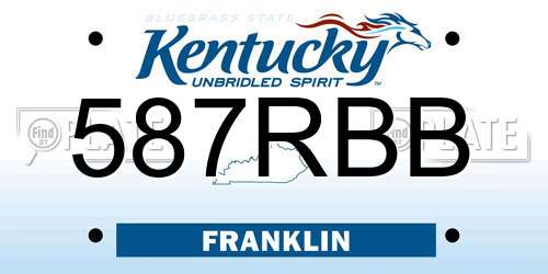 587RBB Kentucky License Plate