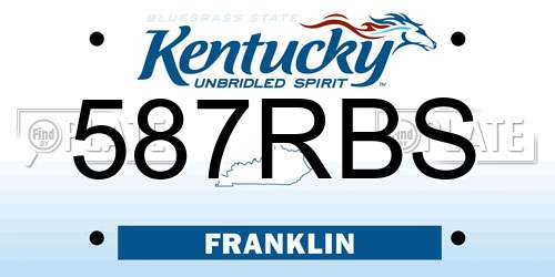 587RBS Kentucky License Plate