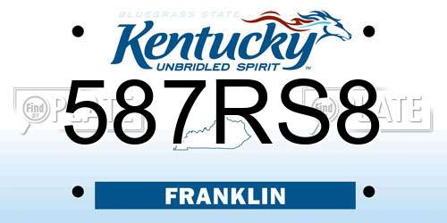 587RS8 Kentucky License Plate