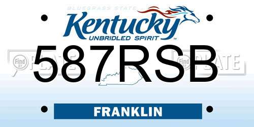 587RSB Kentucky License Plate