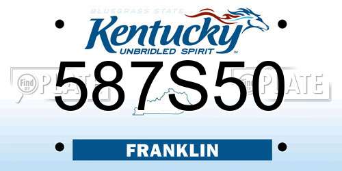 587S50 Kentucky License Plate