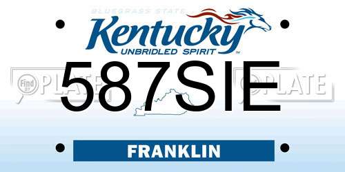 587SIE Kentucky License Plate