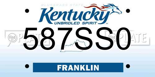 587SS0 Kentucky License Plate