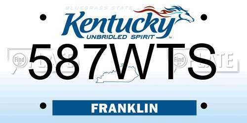 587WTS Kentucky License Plate