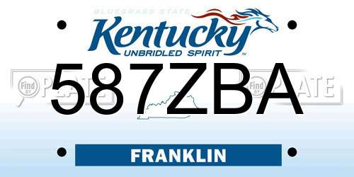 587ZBA Kentucky License Plate