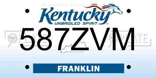 587ZVM Kentucky License Plate