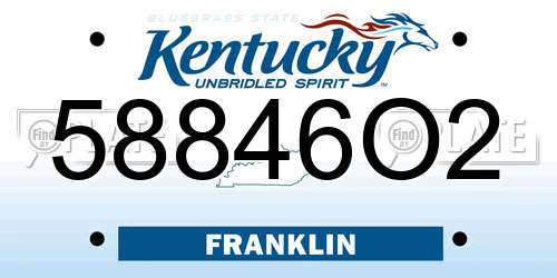58846O2 Kentucky License Plate
