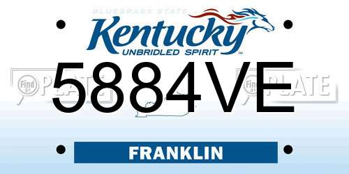 5884VE Kentucky License Plate
