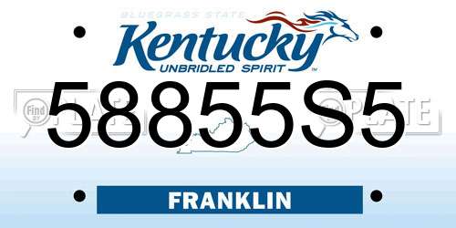 58855S5 Kentucky License Plate