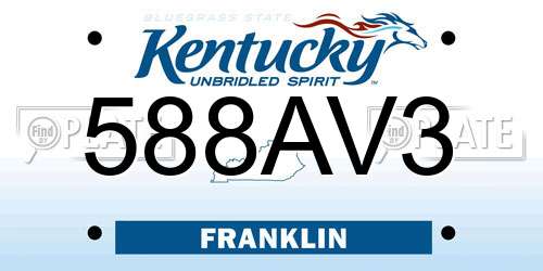 588AV3 Kentucky License Plate
