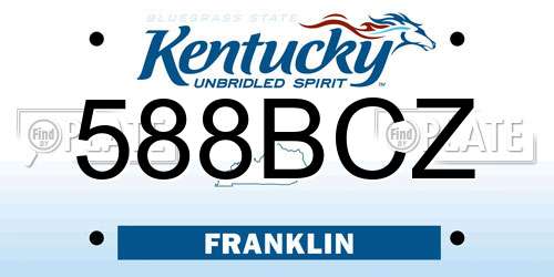 588BCZ Kentucky License Plate