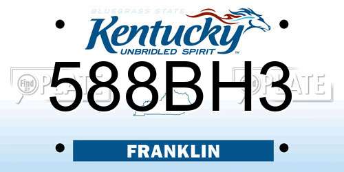588BH3 Kentucky License Plate