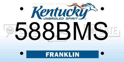 588BMS Kentucky License Plate