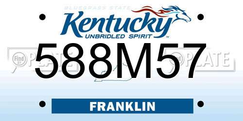 588M57 Kentucky License Plate