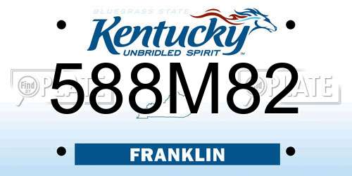 588M82 Kentucky License Plate