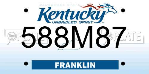 588M87 Kentucky License Plate