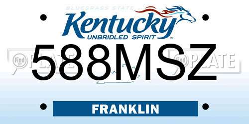 588MSZ Kentucky License Plate