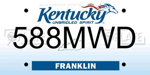 588MWD Kentucky License Plate