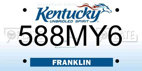 588MY6 Kentucky License Plate