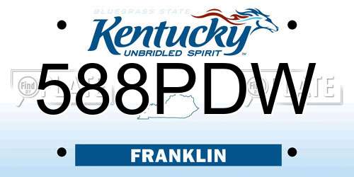 588PDW Kentucky License Plate