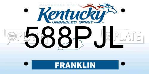 588PJL Kentucky License Plate