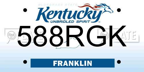 588RGK Kentucky License Plate