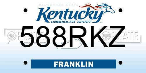 588RKZ Kentucky License Plate