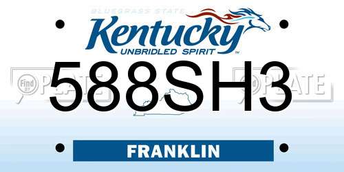 588SH3 Kentucky License Plate