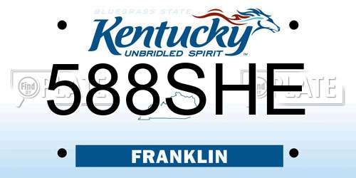 588SHE Kentucky License Plate