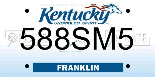 588SM5 Kentucky License Plate