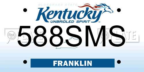 588SMS Kentucky License Plate