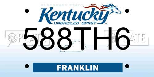 588TH6 Kentucky License Plate