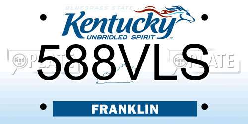 588VLS Kentucky License Plate