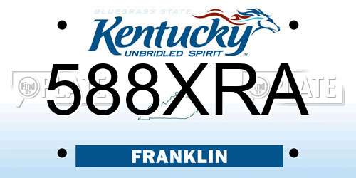 588XRA Kentucky License Plate