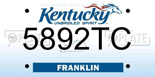 5892TC Kentucky License Plate