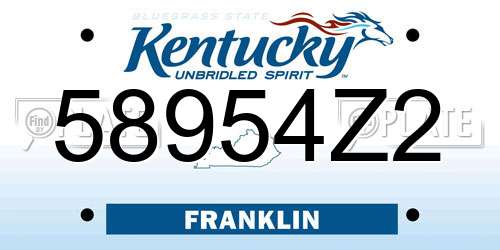 58954Z2 Kentucky License Plate