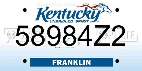 58984Z2 Kentucky License Plate