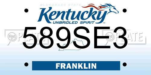 589SE3 Kentucky License Plate