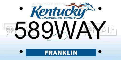 589WAY Kentucky License Plate